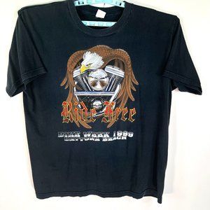 Vintage 1999 Bike Week Daytona Ride Free Shirt Mens Size L Black 2 Sided